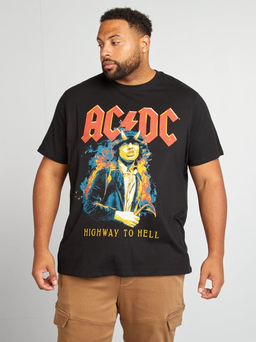 T-shirt met 'AC/DC'-print en korte mouwen - Kiabi