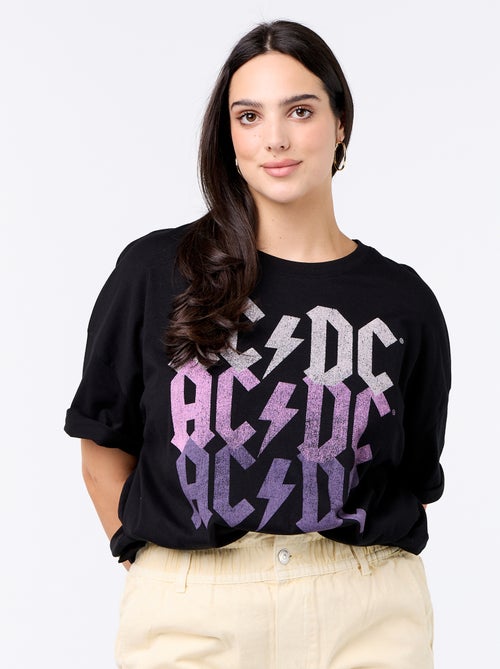 T-shirt met 'AC/DC'-print en korte mouwen - Kiabi