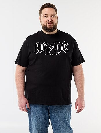 T-shirt met 'ACDC'-print voor- en achterkant en korte mouwen