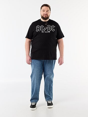 T-shirt met 'ACDC'-print voor- en achterkant en korte mouwen
