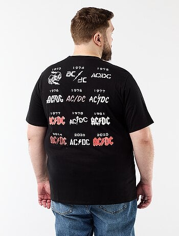 T-shirt met 'ACDC'-print voor- en achterkant en korte mouwen