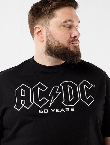 T-shirt met 'ACDC'-print voor- en achterkant en korte mouwen