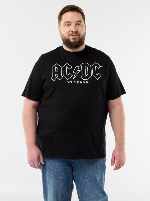 T-shirt met 'ACDC'-print voor- en achterkant en korte mouwen - Kiabi