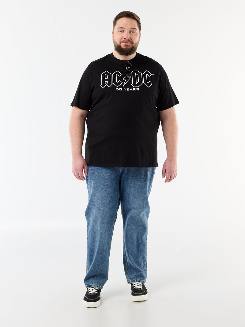 T-shirt met 'ACDC'-print voor- en achterkant en korte mouwen Zwart - Kiabi