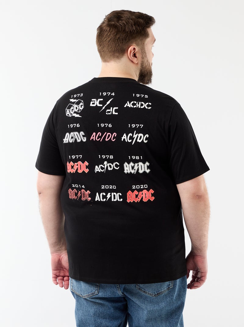 T-shirt met 'ACDC'-print voor- en achterkant en korte mouwen Zwart - Kiabi
