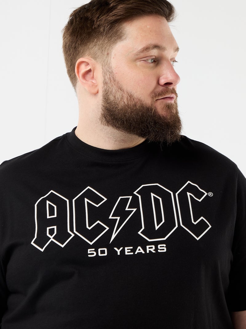 T-shirt met 'ACDC'-print voor- en achterkant en korte mouwen Zwart - Kiabi