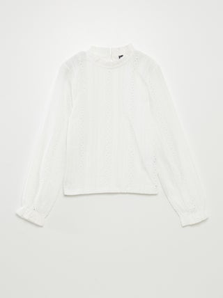 T-shirt met ajourmotiefjes