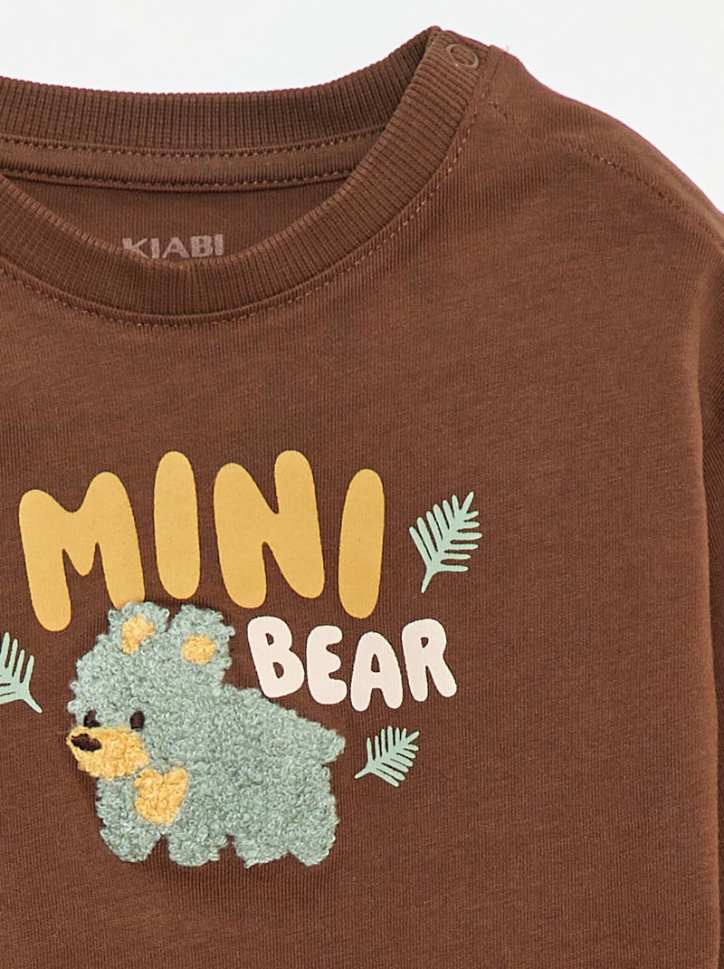 T-shirt met animatie van bouclé breisel Bruin - Kiabi
