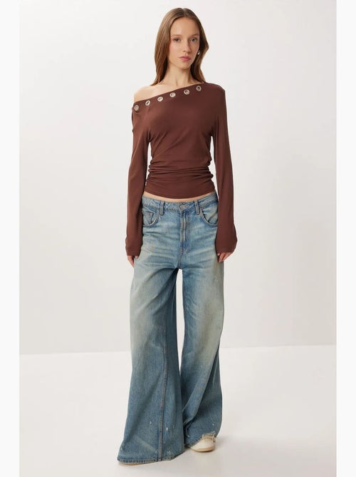 T-shirt met asymmetrische hals viscose lange mouw istanbul - Kiabi T-shirt met asymmetrische hals viscose lange mouw istanbul - Kiabi