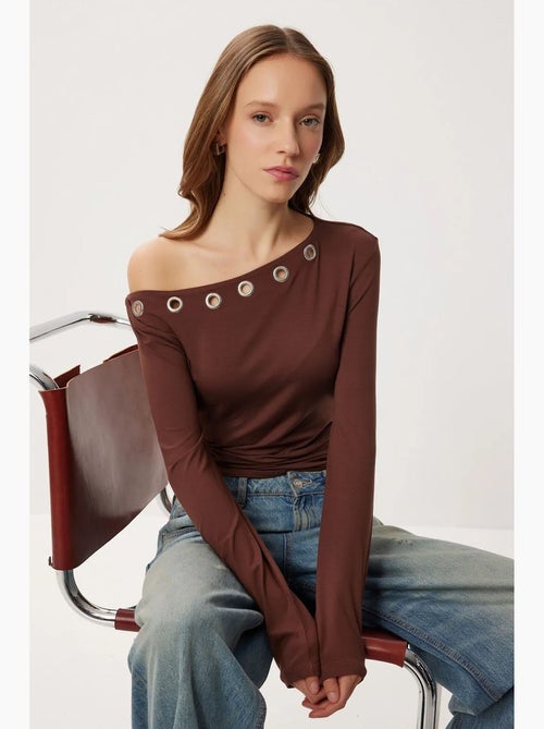 T-shirt met asymmetrische hals viscose lange mouw istanbul - Kiabi T-shirt met asymmetrische hals viscose lange mouw istanbul - Kiabi