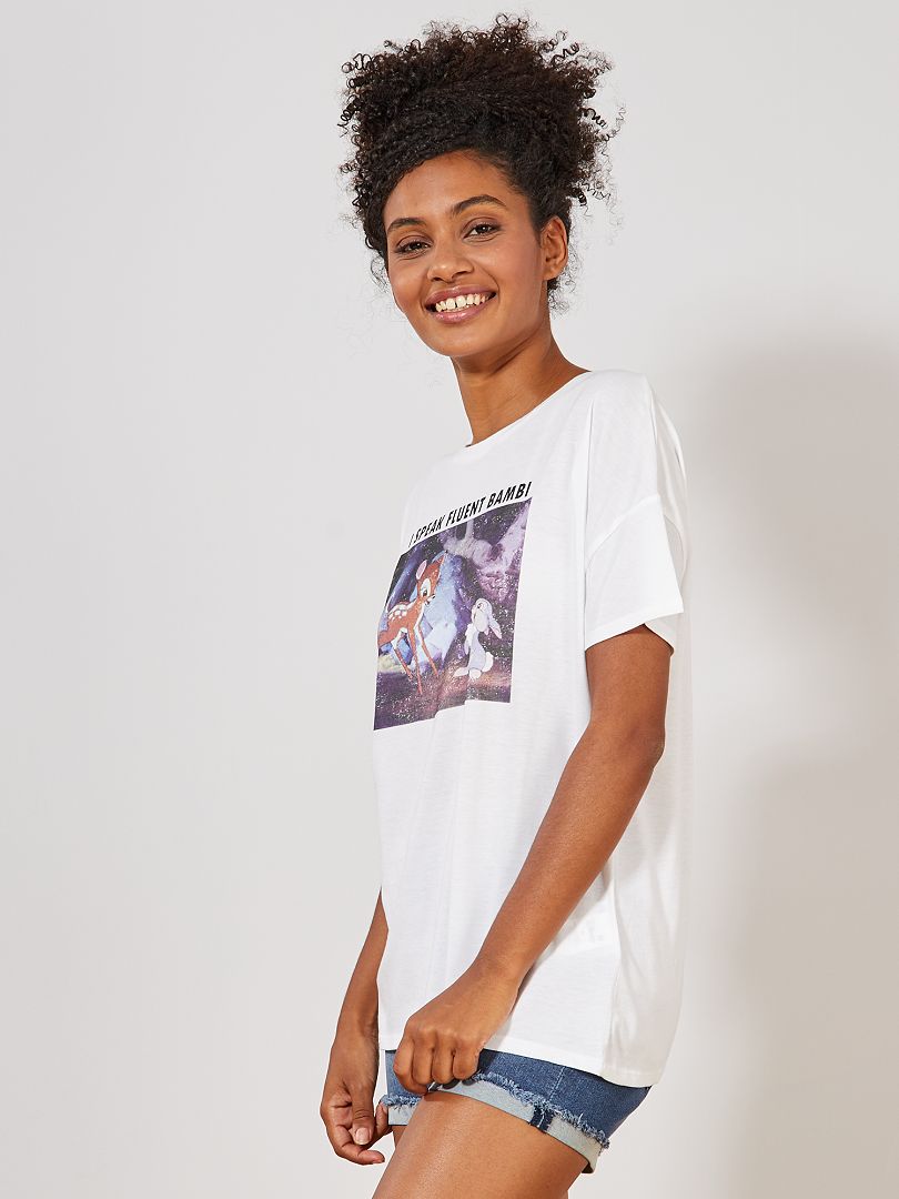 T-shirt met 'Bambi'-print WIT - Kiabi