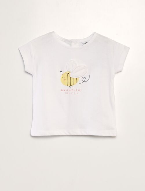T-shirt met bijtjesprint + applicatie in reliëf - Kiabi