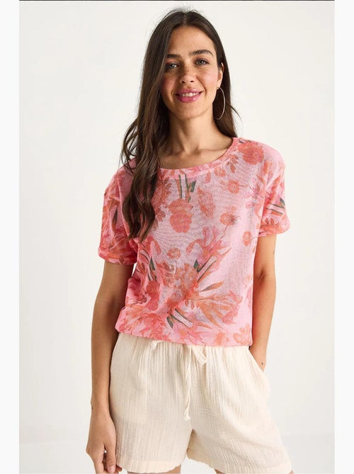 T-shirt met bloemenprint en ronde hals lucci - Kiabi