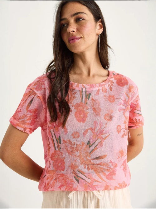 T-shirt met bloemenprint en ronde hals lucci - Kiabi