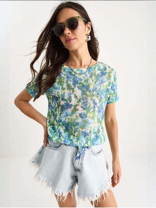 T-shirt met bloemenprint en ronde hals lucci - Kiabi