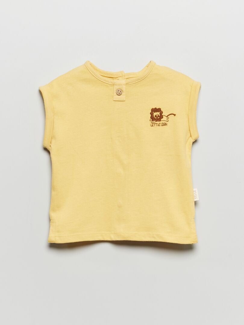 T-shirt met borduursel 'little lion' GEEL - Kiabi