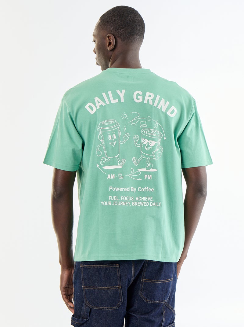 T-shirt met borduursels en korte mouwen Groen - Kiabi
