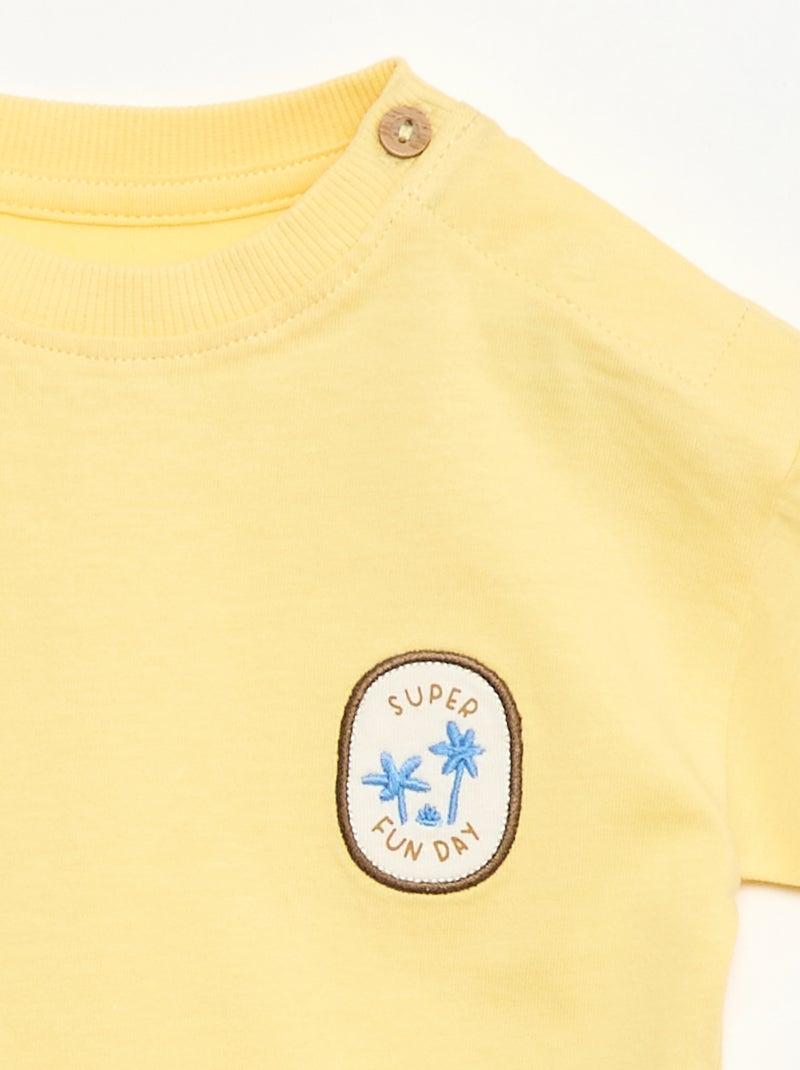 T-shirt met borstborduurwerk Geel - Kiabi