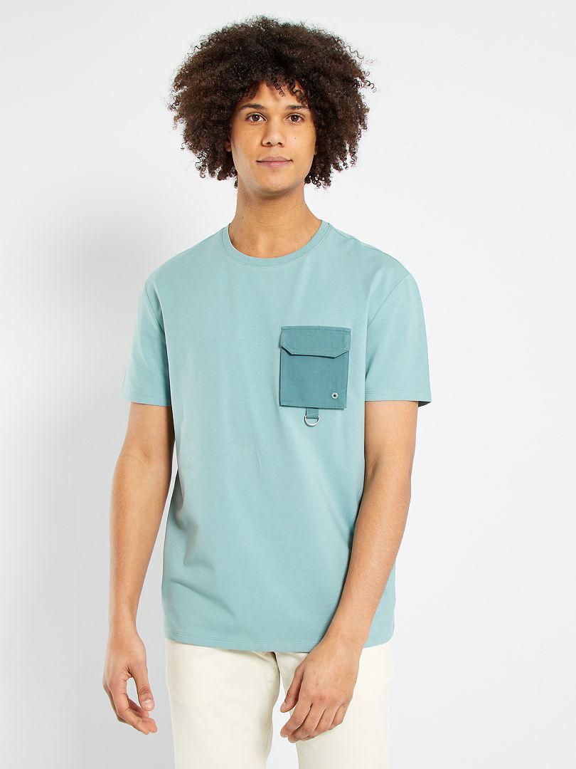 T-shirt met borstzak blauw - Kiabi