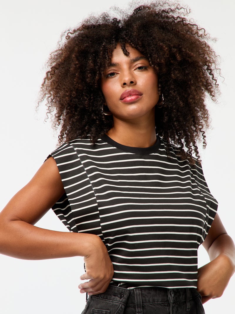 T-shirt met brede armsgaten Zwart - Kiabi
