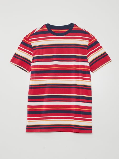 T-shirt met brede gekleurde strepen - Kiabi