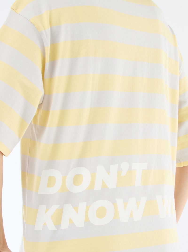 T-shirt met brede strepen Grijs - Kiabi