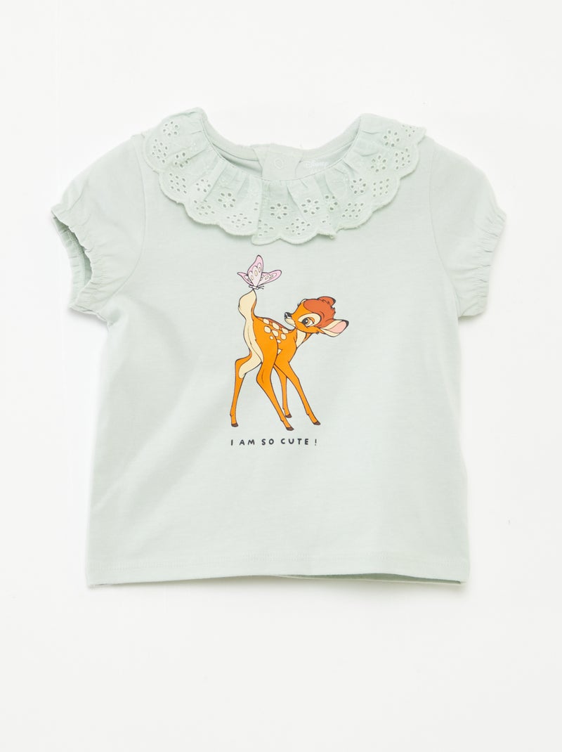 T-shirt met broderie anglaise 'Bambi' Groen - Kiabi