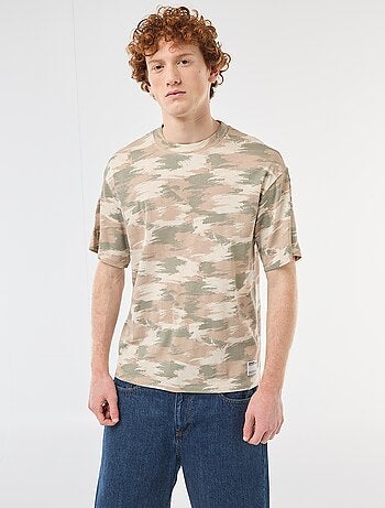 T-shirt met camouflageprint en ronde hals van katoen