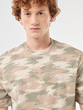 T-shirt met camouflageprint en ronde hals van katoen