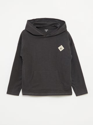 T-shirt met capuchon en lange mouw