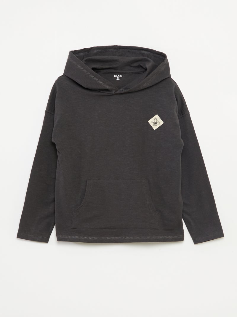 T-shirt met capuchon en lange mouw Grijs - Kiabi