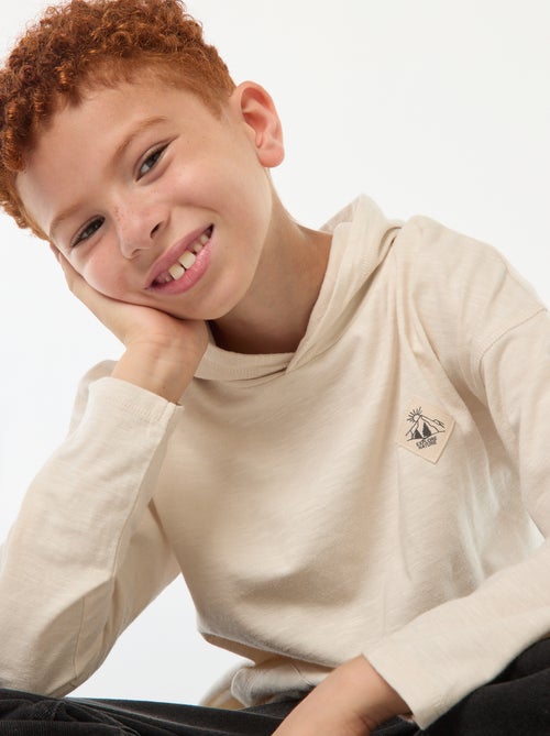 T-shirt met capuchon en lange mouw - Kiabi