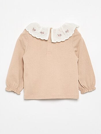 T-shirt met Claudinekraag