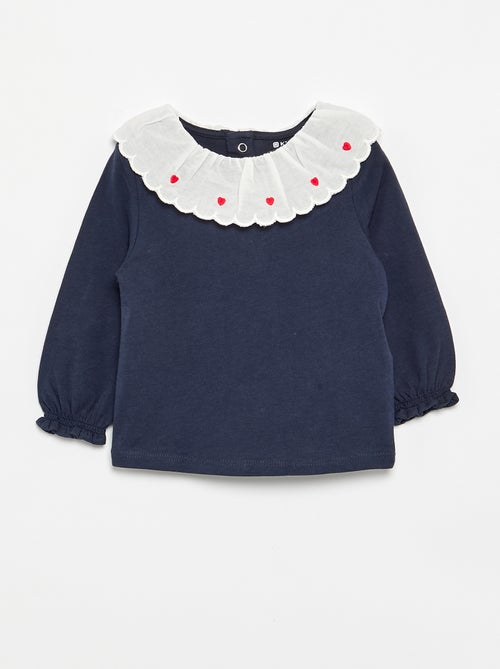 T-shirt met Claudinekraag - Kiabi