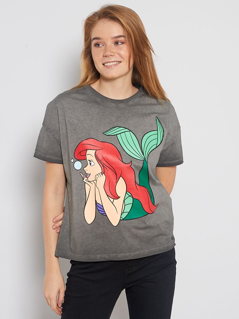 T-shirt met 'De kleine zeemeermin'-print GRIJS - Kiabi