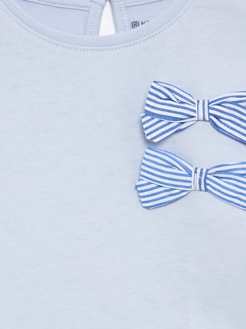 T-shirt met decoratieve strikjes en lange mouwen Blauw - Kiabi