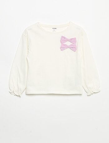 T-shirt met decoratieve strikjes en lange mouwen