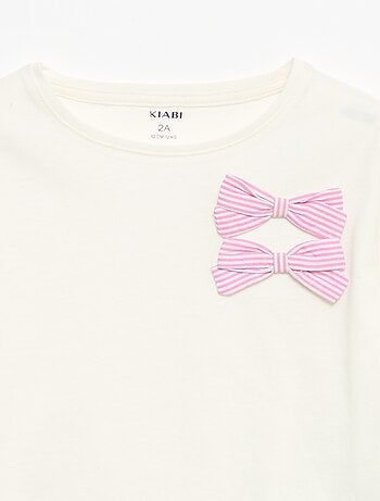 T-shirt met decoratieve strikjes en lange mouwen
