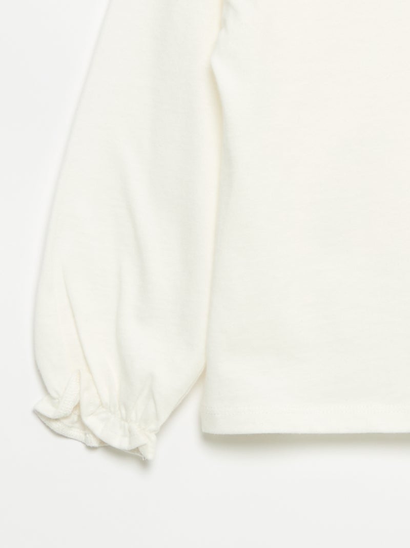T-shirt met decoratieve strikjes en lange mouwen Wit - Kiabi