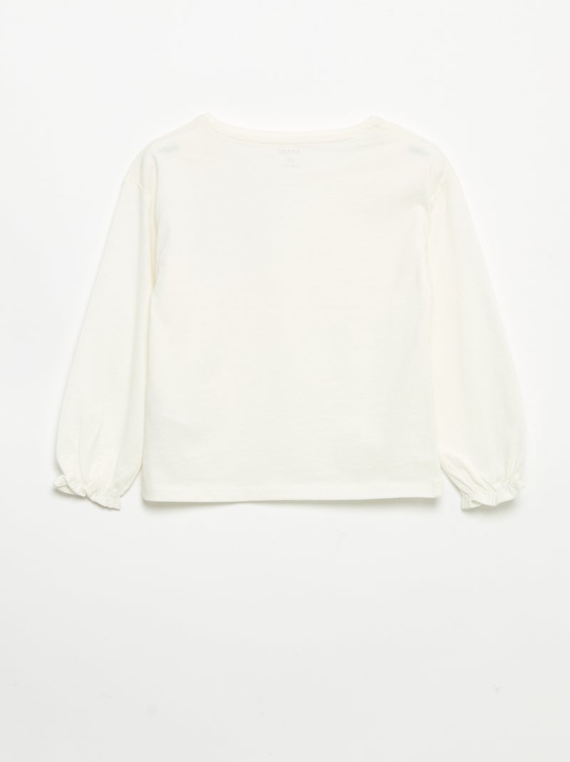 T-shirt met decoratieve strikjes en lange mouwen Wit - Kiabi