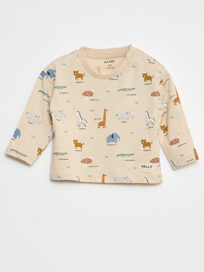 T-shirt met dierenprint Biege - Kiabi