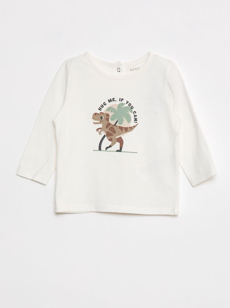 T-shirt met dinoprint Wit - Kiabi