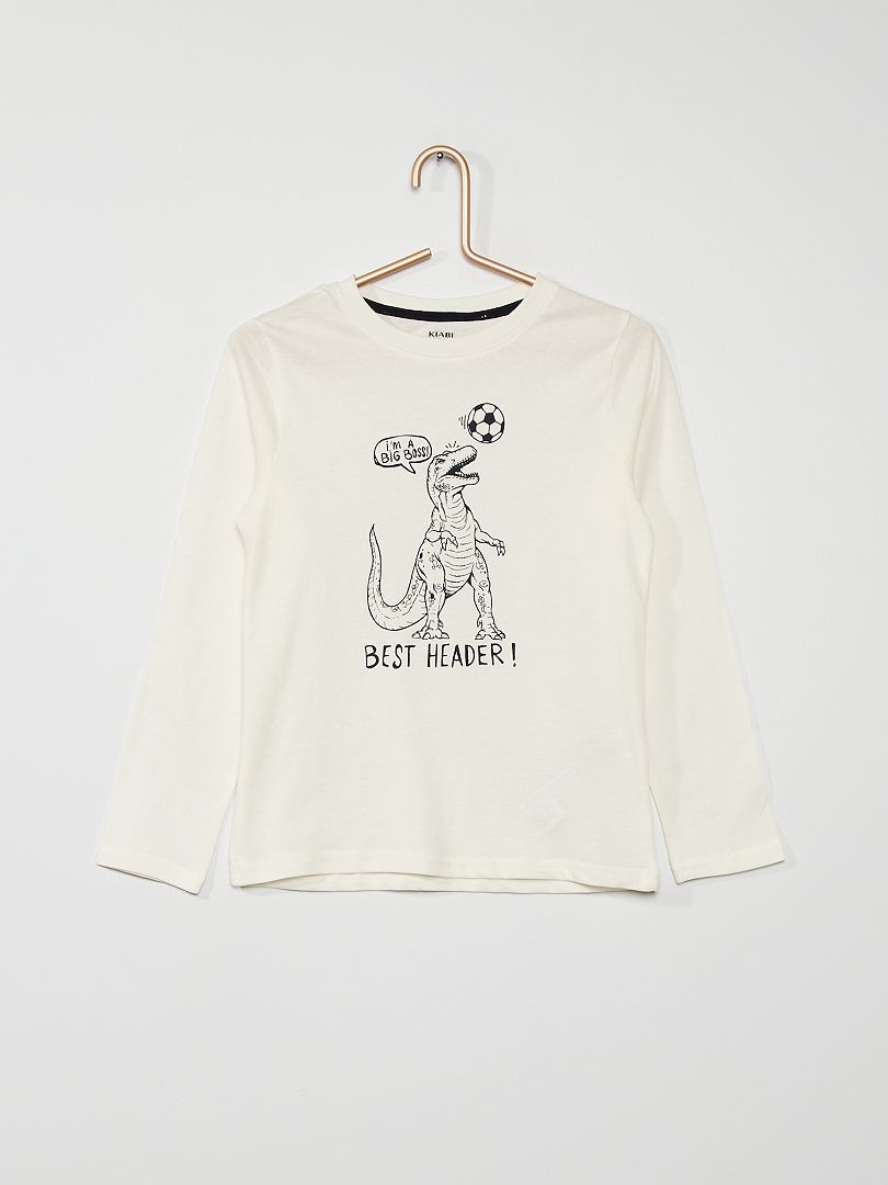 T-shirt met dinoprint WIT - Kiabi