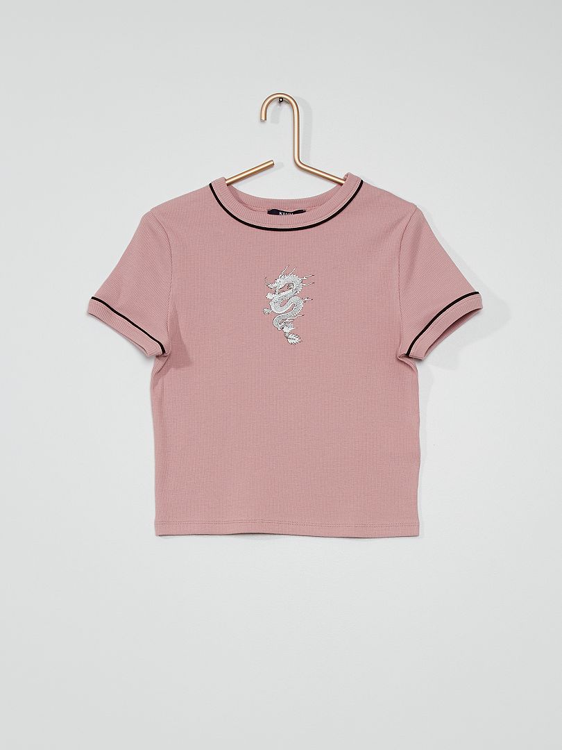 T-shirt met drakenprint roze - Kiabi