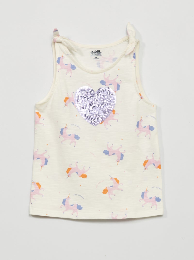 T-shirt met eenhoornmotiefje WIT - Kiabi
