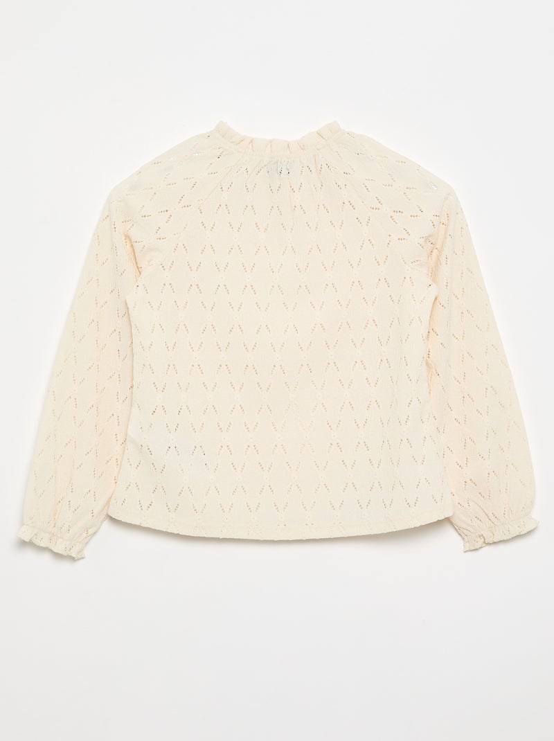 T-shirt met elastische kraag en raglanmouwen Wit - Kiabi