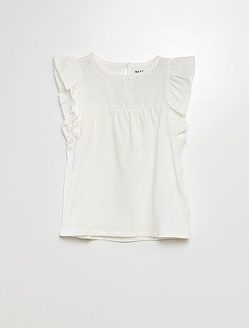 T-shirt met Engels kant