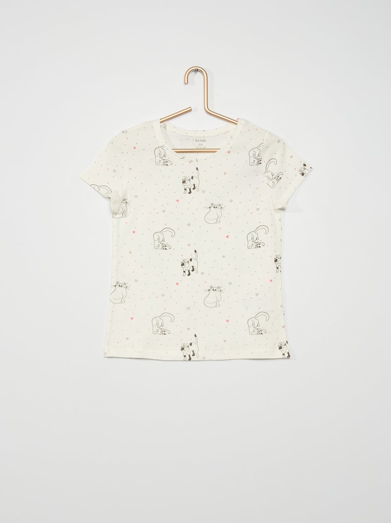 T-shirt met fantasieprint Beige - Kiabi