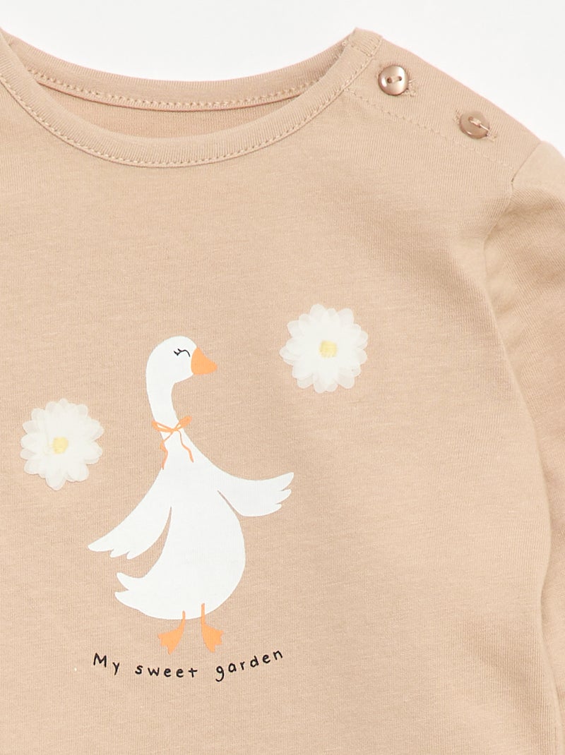 T-shirt met fantasieprint Biege - Kiabi