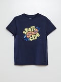 T-shirt met fantasieprint BLAUW - Kiabi